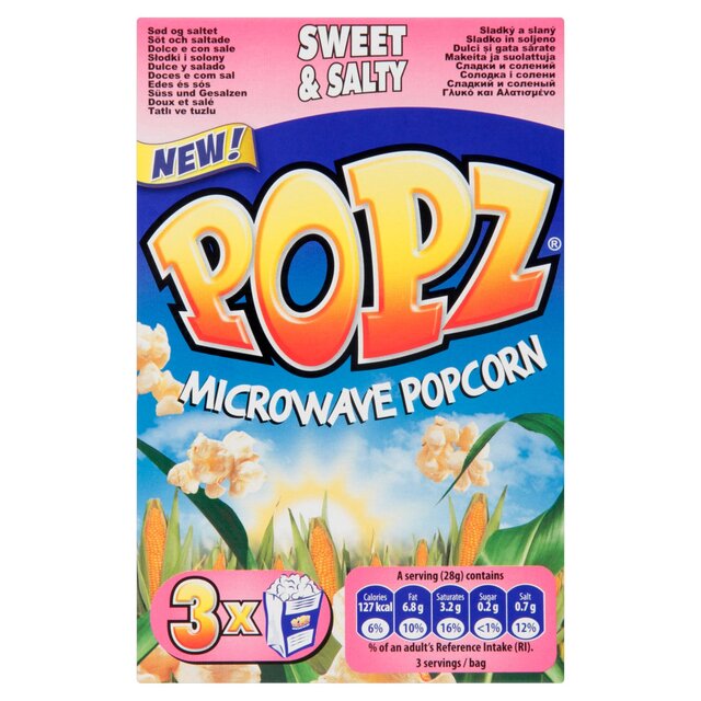Popz Sweet & Salty Microwave Popcorn 3 x 85g - McGrocer
