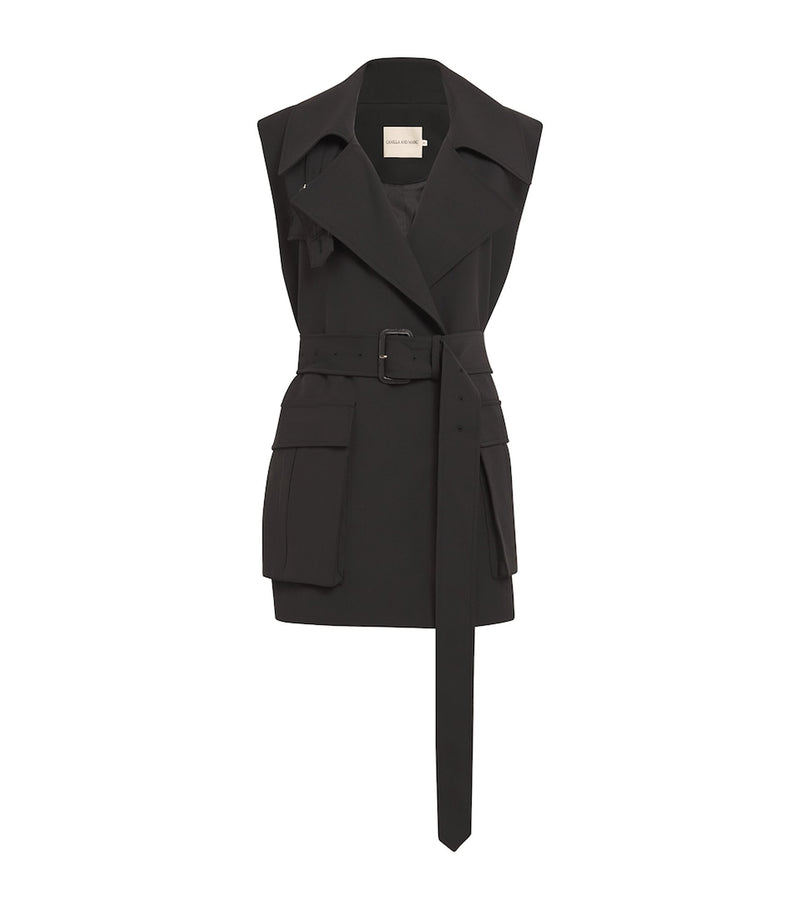 Wool Waistcoat with Lace Ruffles and Square Neckline