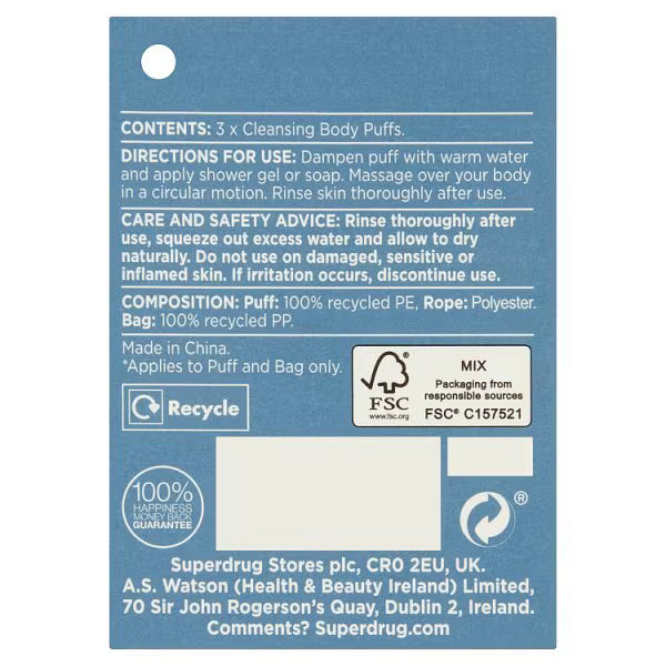 Superdrug Body Puffs x3, UK version