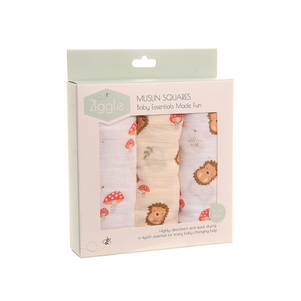 Ziggle Muslin Squares Woodland 3 Pack (British brand)