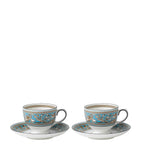 Wedgwood Florentine Turquoise teacups and saucers set of 2 (British brand)