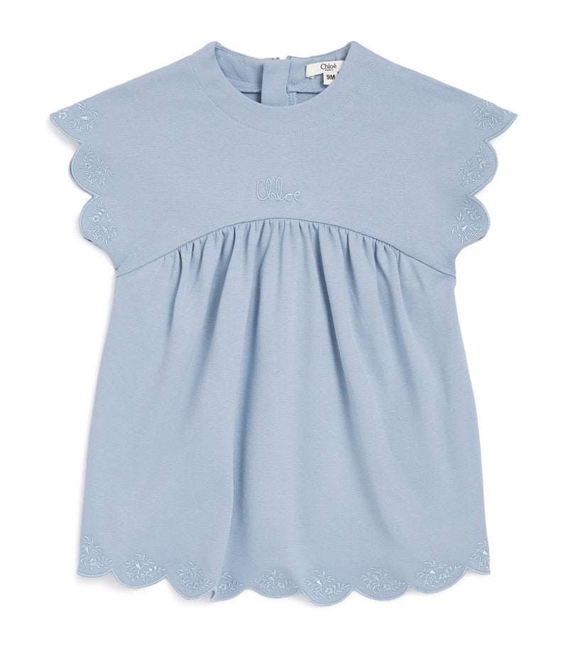 Chloé Kids cotton embroidered logo dress 6-36 months - British product