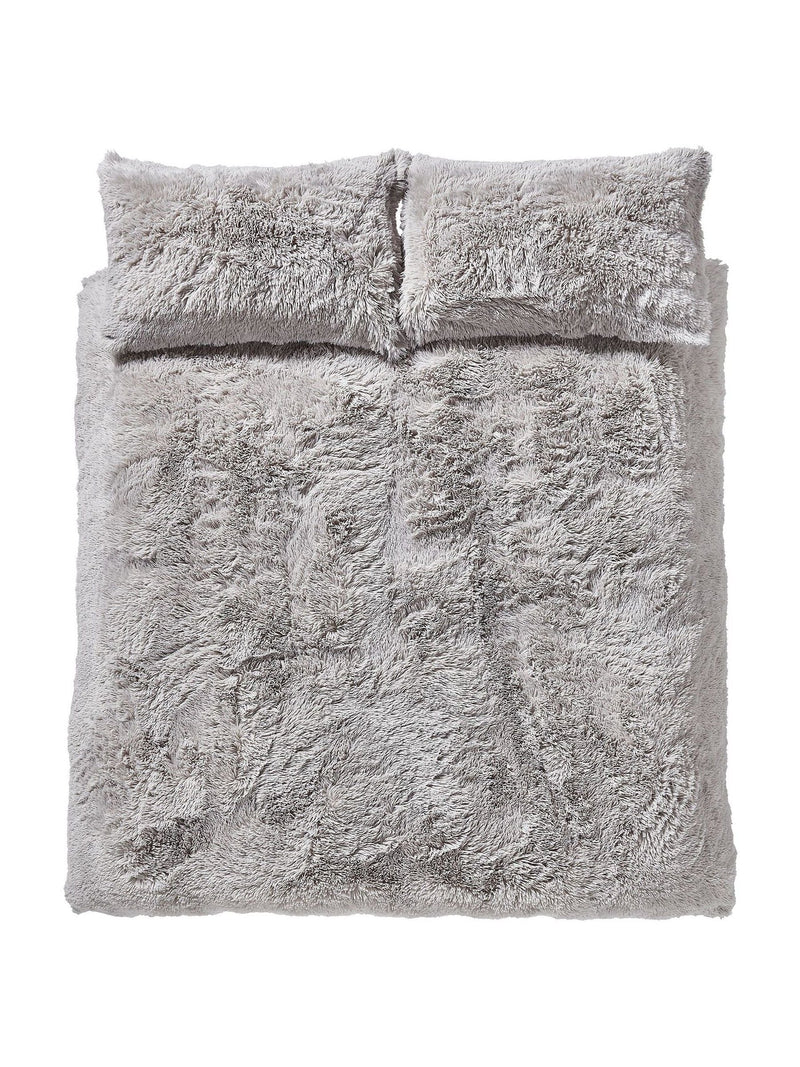 Catherine Lansfield Silver So Soft Cuddly Deep Pile Duvet Cover and Pillowcase Set