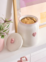Pink Heart Biscuit Ceramic Storage Jar