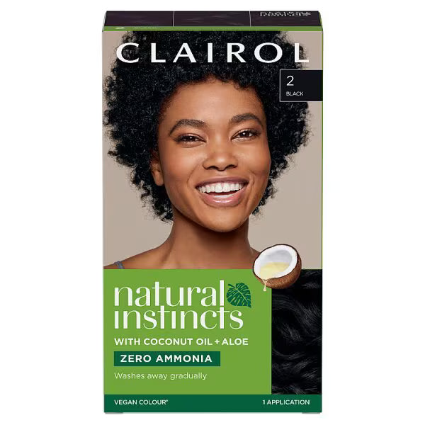 Clairol Natural Instincts semi-permanent hair dye 2 Black, imported from the UK