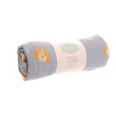 Ziggle Cotton Muslin Blue Cockapoo Print 80x80cm