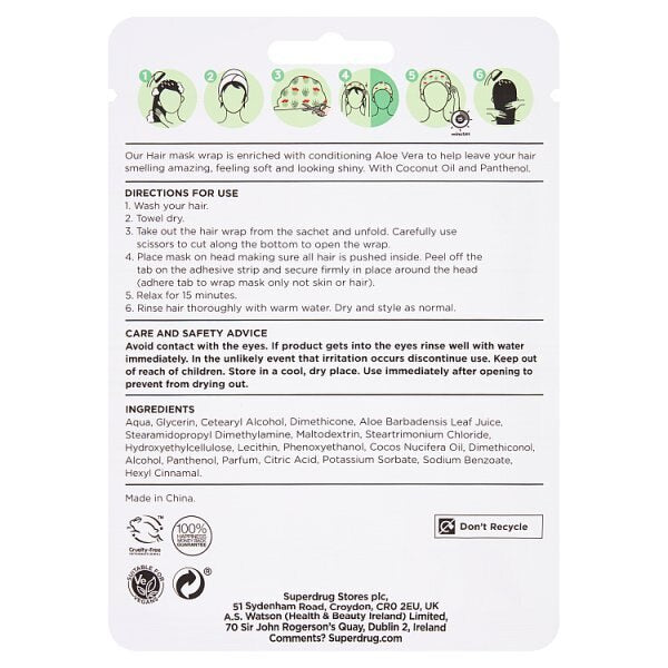 Superdrug Hair Wrap Mask Aloe GOODS Superdrug