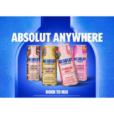 Absolut sparkling passionfruit martini canned cocktail 250ml - British product