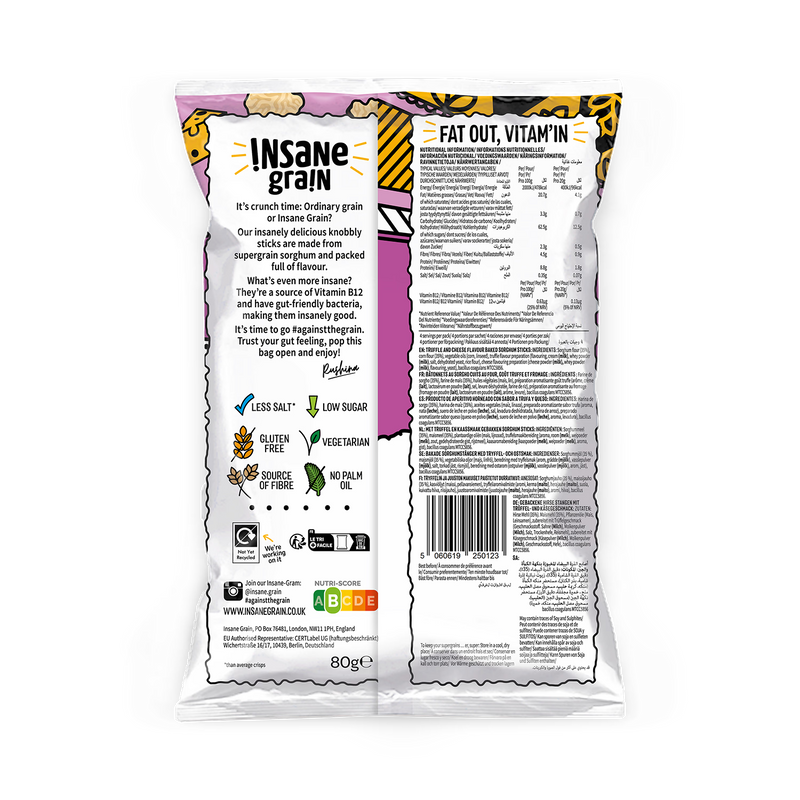Insane Grain Truffle & Cheese Baked Knobbly Sticks 80g