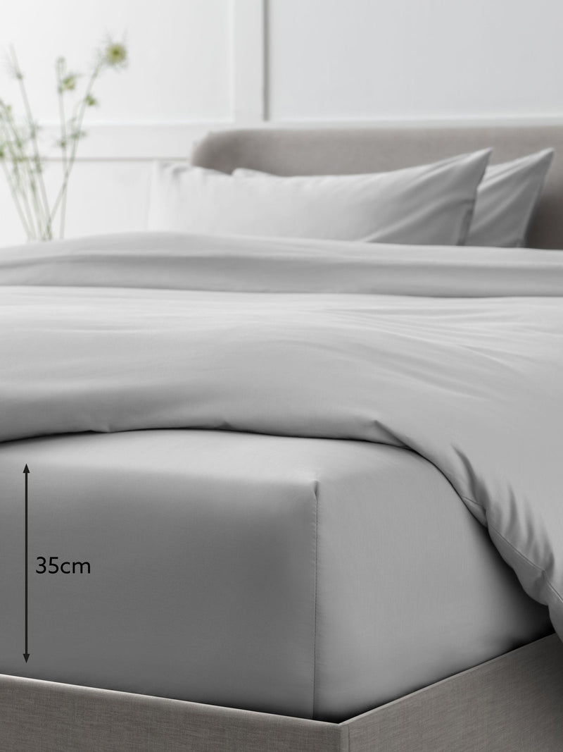 Silver Grey Collection Luxe 400 Thread Count Egyptian Deep Fitted Cotton Sateen Sheet