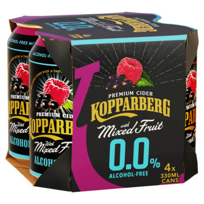 Kopparberg alcohol-free mixed fruit cider 4 x 330ml, UK version