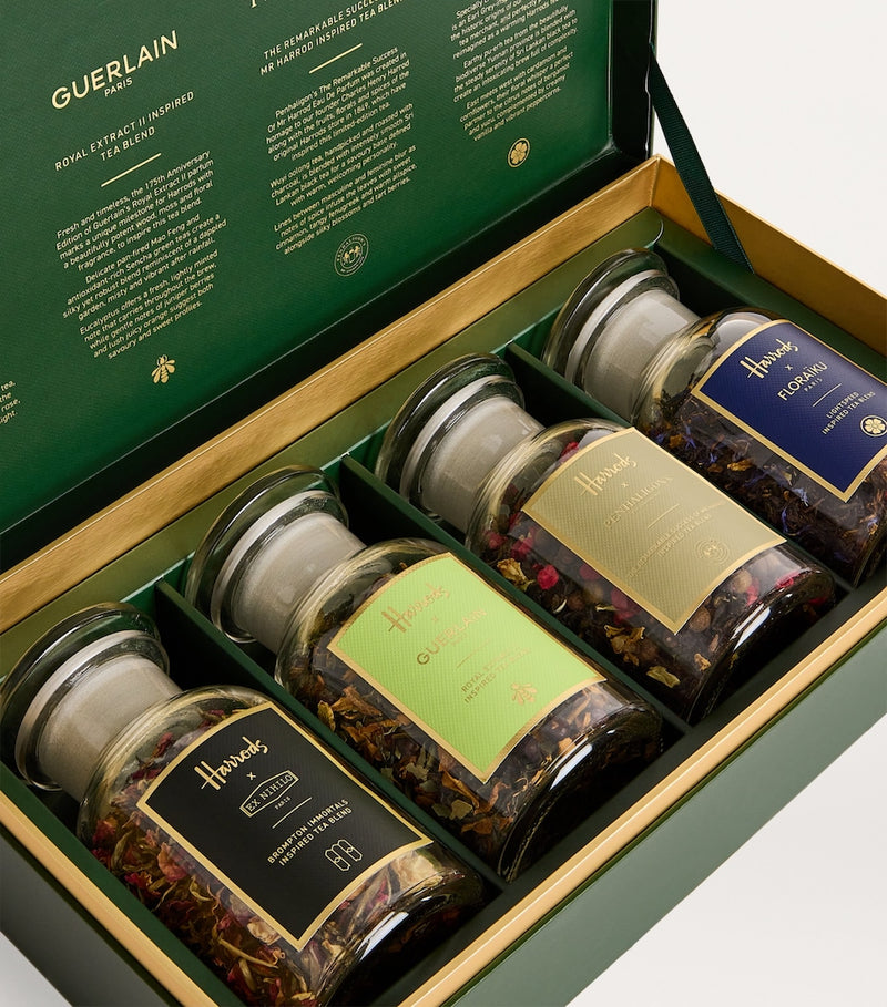 Harrods Master Blends Tea Collection with fragrance-inspired blends in assorted sizes, UK version