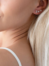 Sterling Silver Moon and Stars Earring Set
