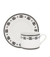 Dolce&Gabbana Casa DG Logo Teacups and Saucers Porcelain Set of 2