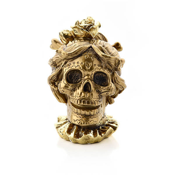 Gold Skull Resin Figurine Hocus Pocus Theme, UK version