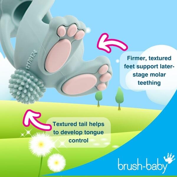 Brush Baby Bobbie Bunny Teether Eucalyptus Green - British product