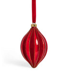 Glass-Blown Hand-Painted Christmas Bauble with Lace Trims