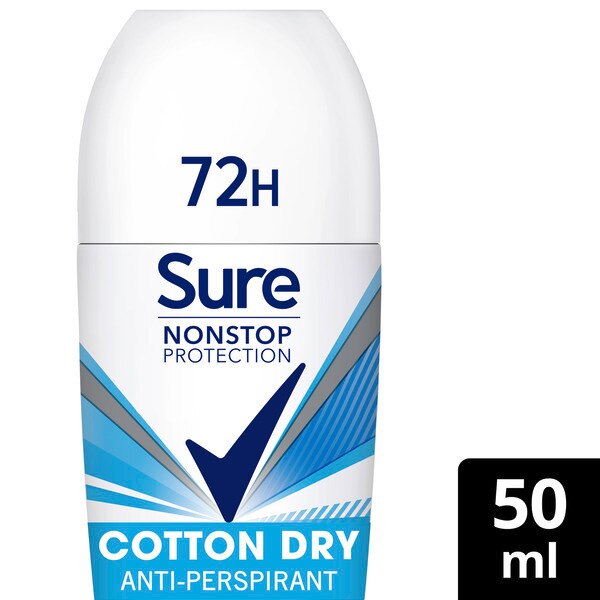 Sure Antiperspirant Deo Roll On Nonstop Cotton Dry 50ml GOODS Superdrug