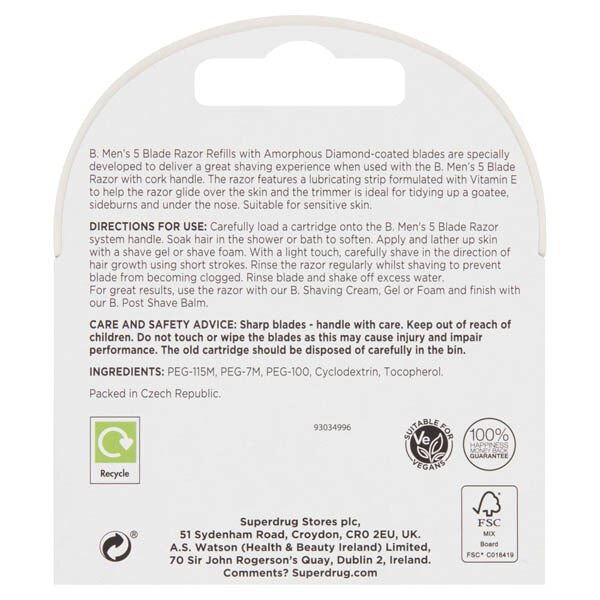 Superdrug B. Mens Razor Refills GOODS Superdrug