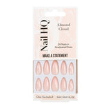 Nail HQ Almond Cloud False Nails Baby Pink White Swirls 24 Pieces