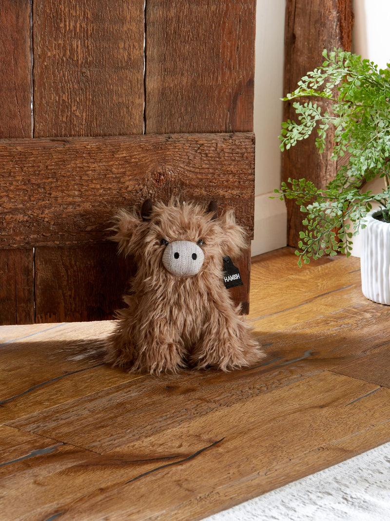 Brown Hamish Highland Cow soft toy doorstop 26cm height - British product