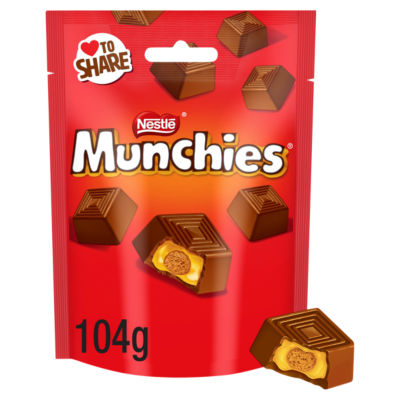 Munchies milk chocolate and caramel sweets 104g, imported from the UK