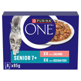 Purina Senior wet cat food with salmon and ocean fish 8x85g, imported from the UK