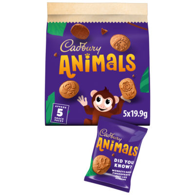 Mini Animal-Shaped Chocolate Biscuits 5-Pack 99.5g