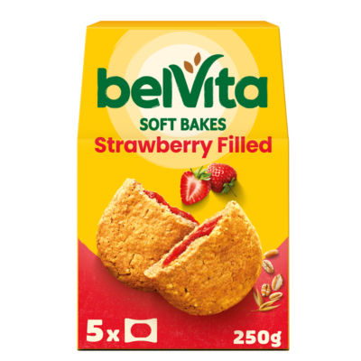 Belvita Myke kjeks jordbær-fylte frokostblandingsbarer multipack 250 g (5 x 50 g)