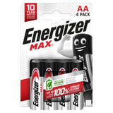 Energizer Max AA Alkaline Batteries 4 Pack