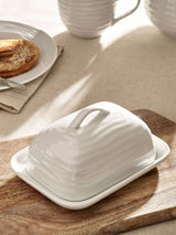 Malvern White Embossed Porcelain Butter Dish
