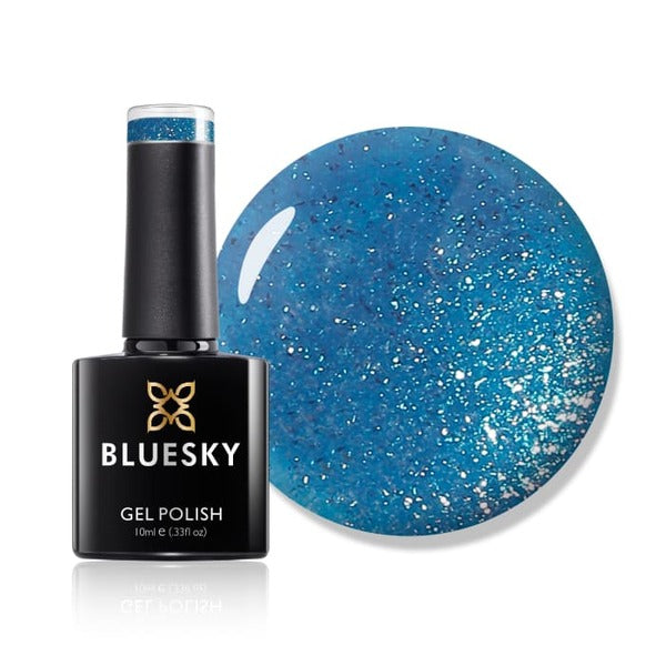 Bluesky gel polish electric glitter blue bottle - British product