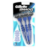 Gillette Mach3 men's disposable razors pack of 5, UK version