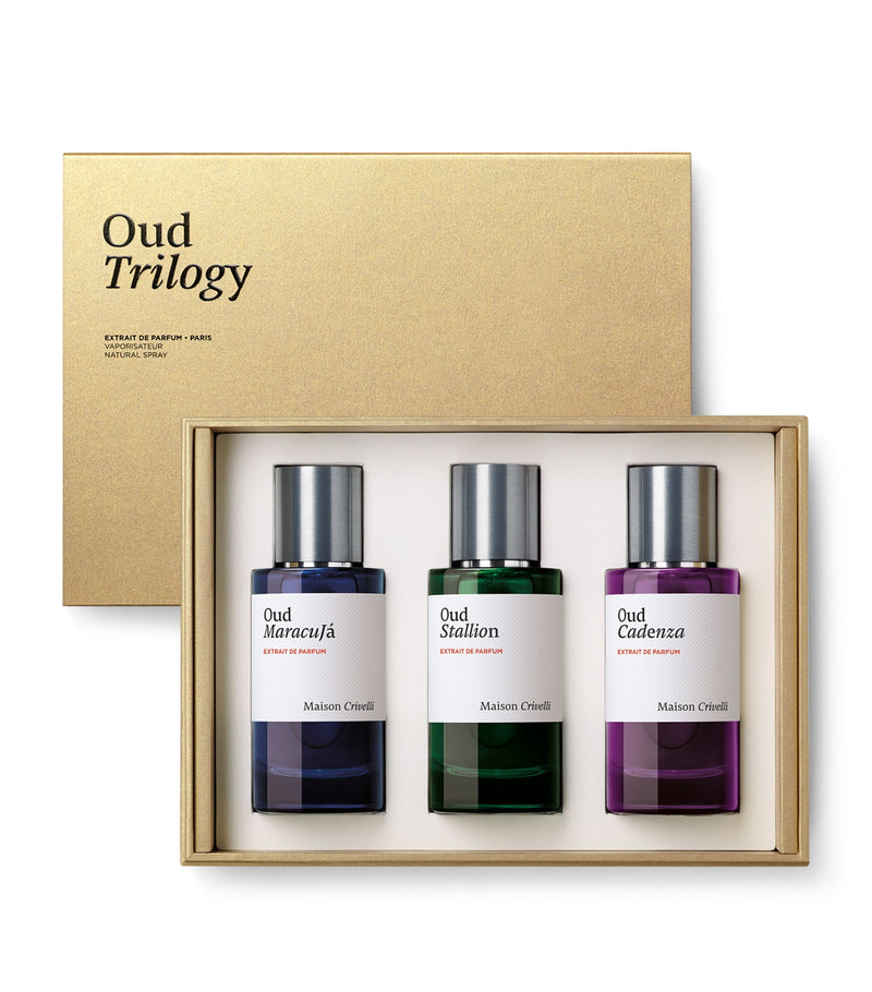 Maison Crivelli Oud Trilogy fragrance gift set 3 x 50ml, imported from the UK