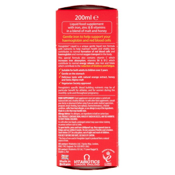 Vitabiotics Feroglobin B12 Iron Supplement Liquid 200ml GOODS Superdrug