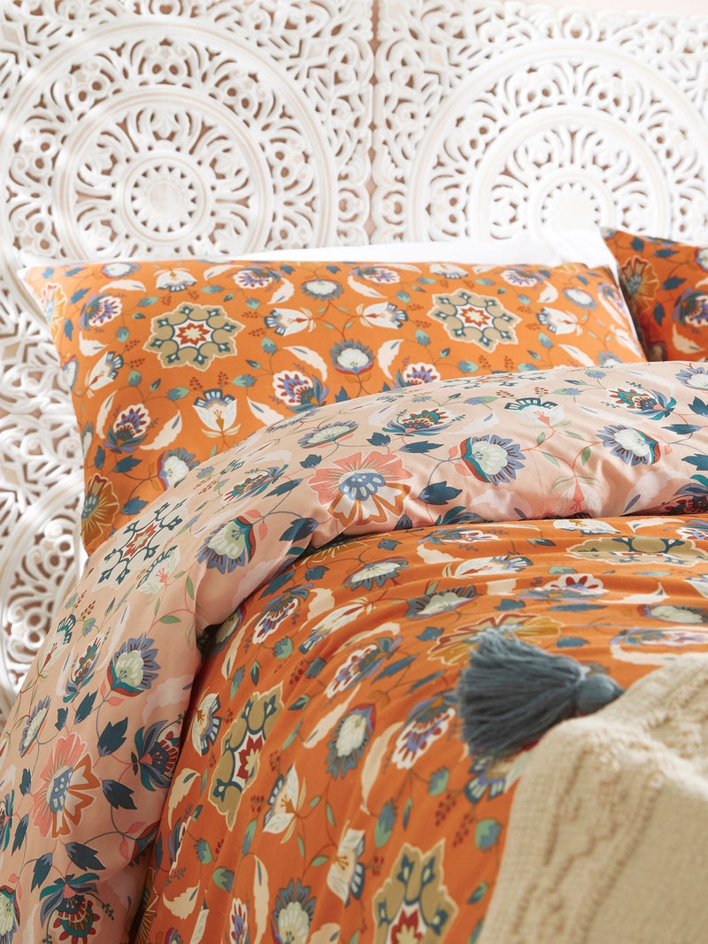 Folk flora reversible duvet cover and pillowcase set - British product