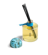 Reed Diffuser with Larimar Stone Cap and Marine-Leather Fragrance, 500ml