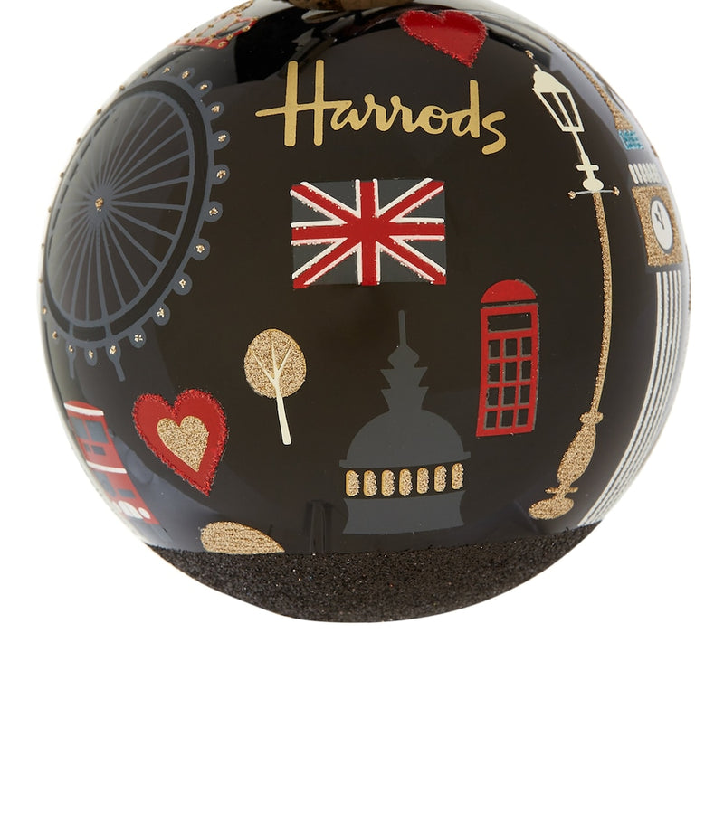 Hand-Finished Glass Christmas Bauble with London Landmarks 11cm