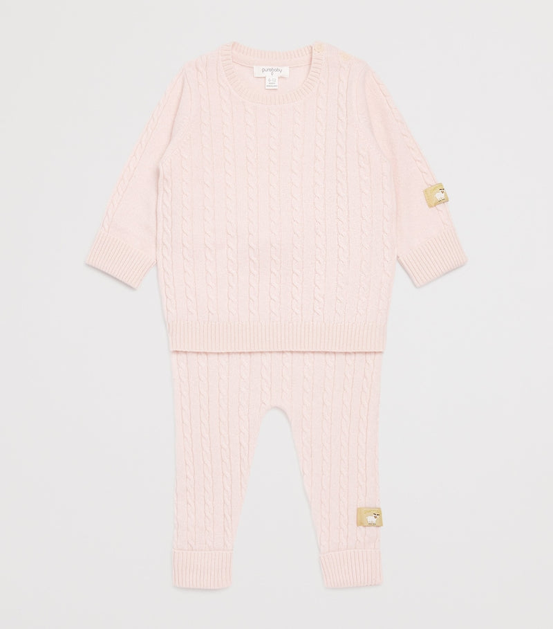 Purebaby cashmere cable-knit leggings for 0-12 months, imported from the UK