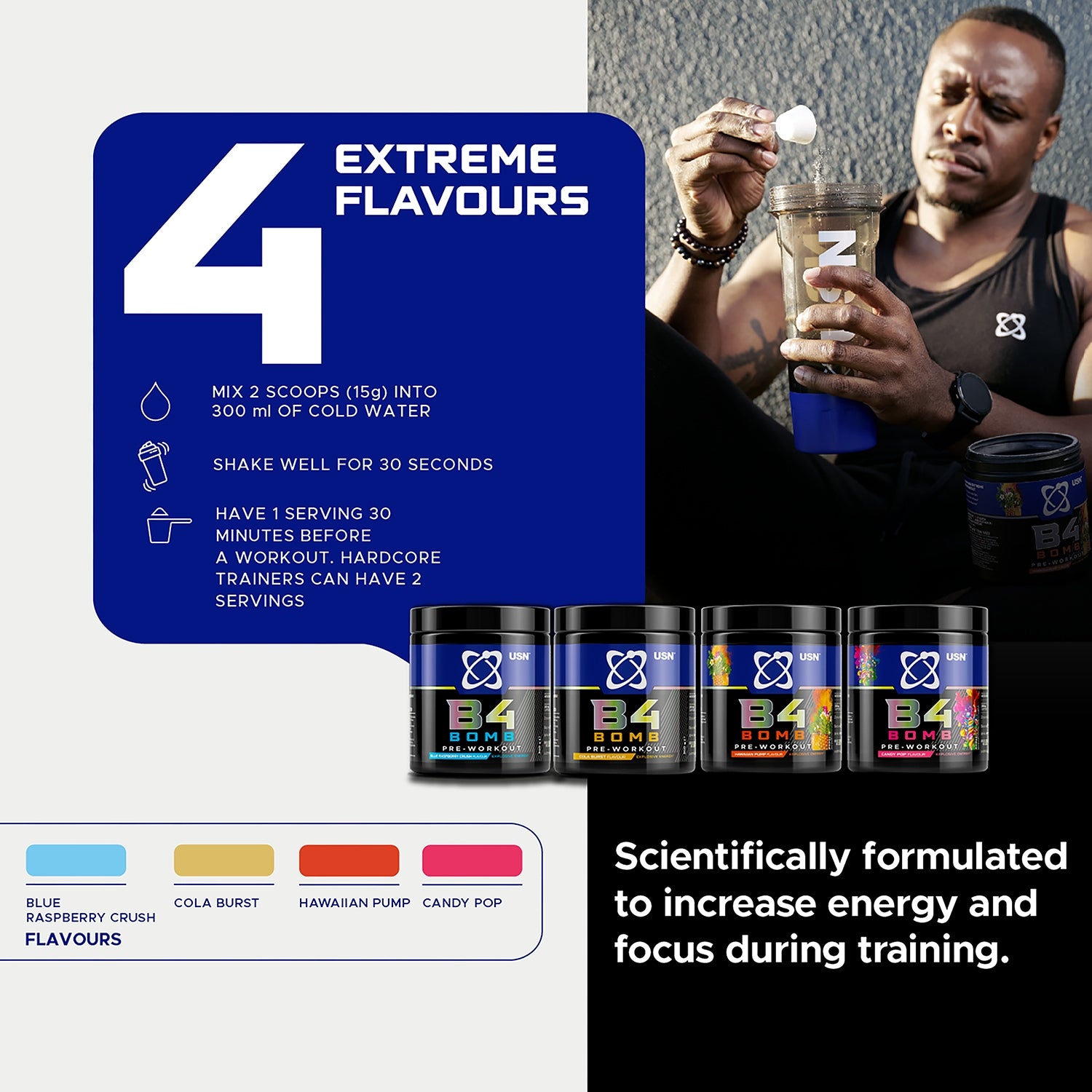 USN B4 Bomb Pre-Workout Hawaiian Pump 300g - 999297