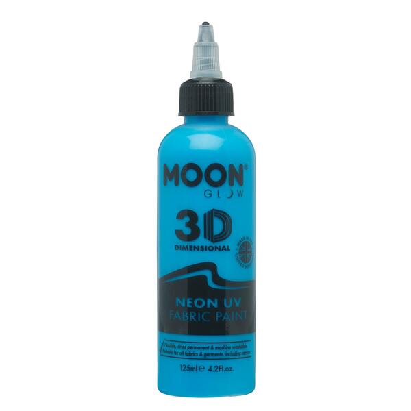 Moon Glow Neon UV fabric paint Intense Blue 125ml, imported from the UK