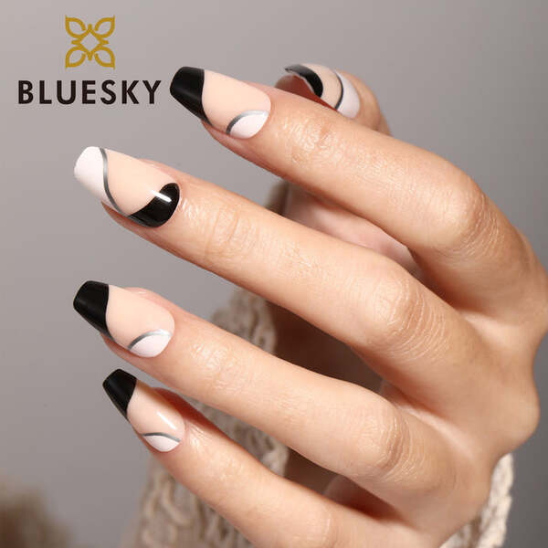 Press On Nails Coffin Monochrome 24 Tips - British product