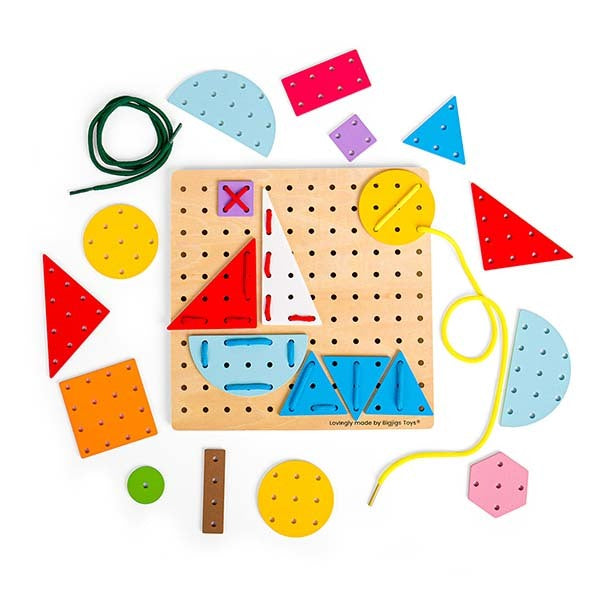 Bigjigs Toys Geometric Lace-A-Shape Toy - McGrocer