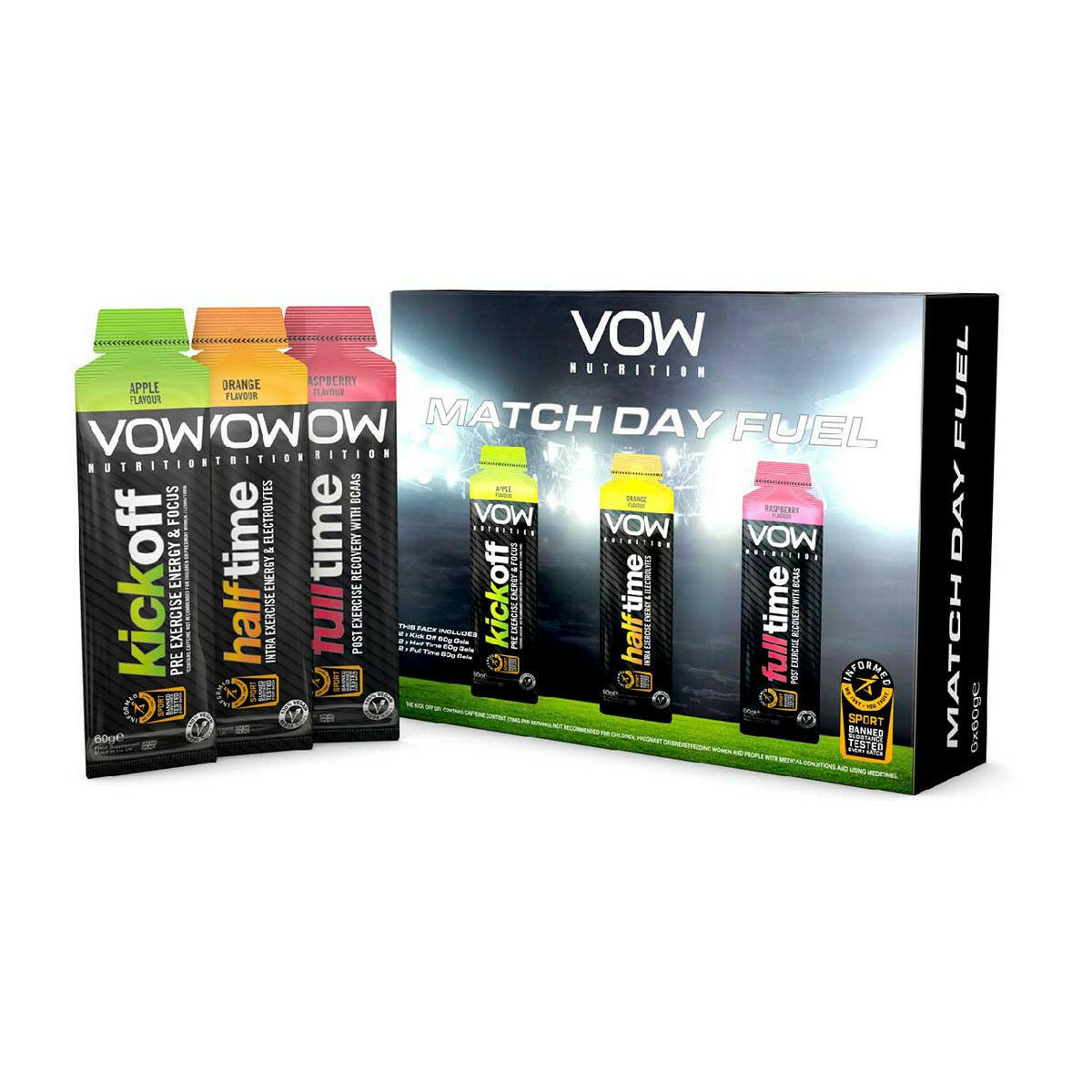 VOW Nutrition Match Day Fuel Sports Gels Multipack - 6 Pack GOODS Boots