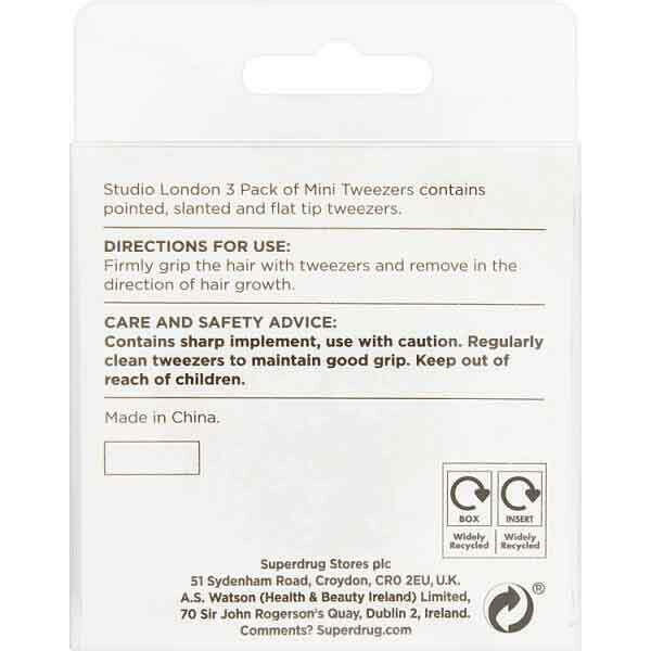 Studio London 3 Mini Tweezers GOODS Superdrug