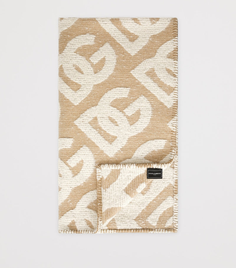 Dolce & Gabbana wool cashmere silk logo throw 140cm x 180cm - British product