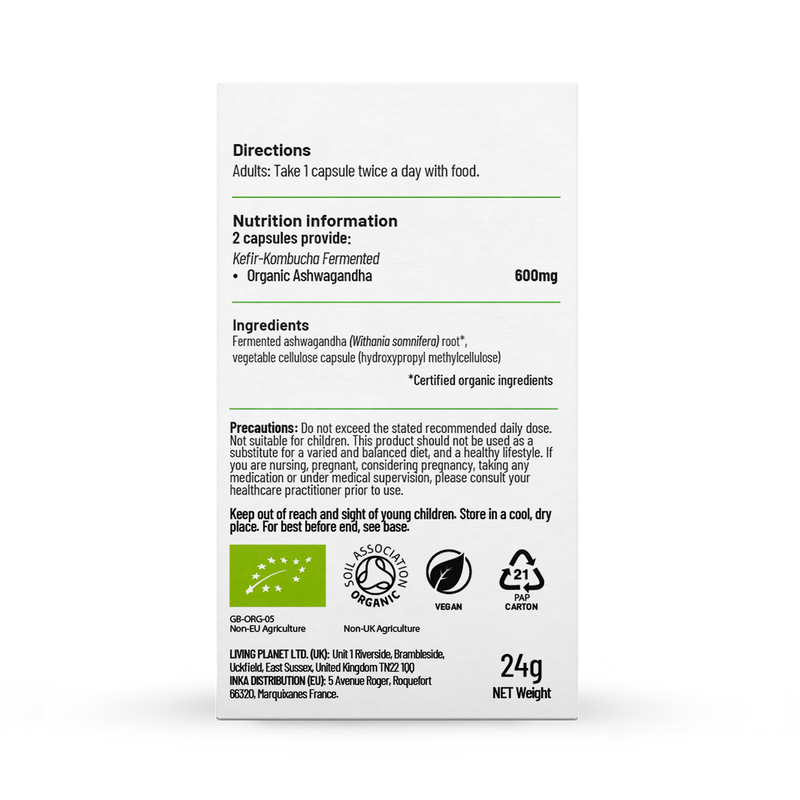 Living Nutrition Organic Fermented Ashwagandha 60 Capsules