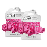 Silver Cloud Mixed Satin Scrunchies Fuchsia Hair Bands Double Pack