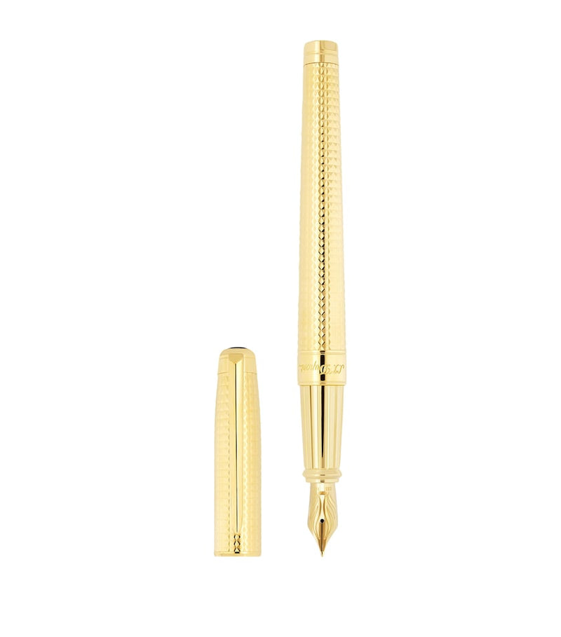 S.T. Dupont fountain pen with diamond-point guilloche and 14-carat gold nib (British brand)