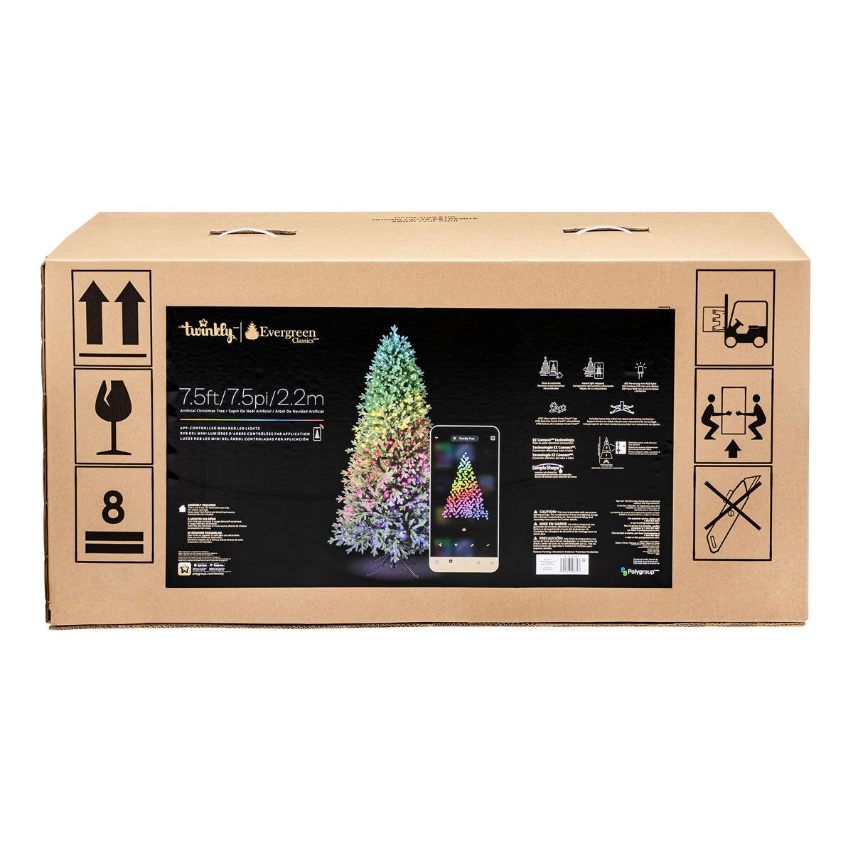 7ft 6 Inches (2.2m) Christmas Tree With 600 Twinkly RGB LED Lights - McGrocer